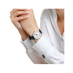 Mondaine Classic Day Date, Black Vegan Grape Leather, 36 mm