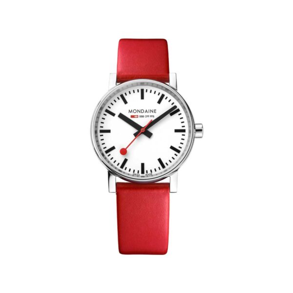Mondaine EVO2 Red vegan grape leather, 35 mm